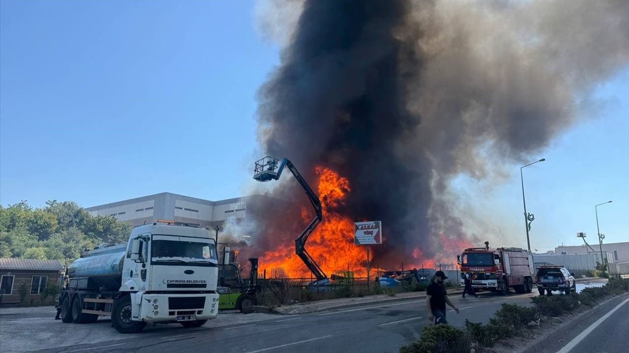 Kocaeli'de Palet Fabrikasında Yangın Çıktı: Müdahale Sürüyor