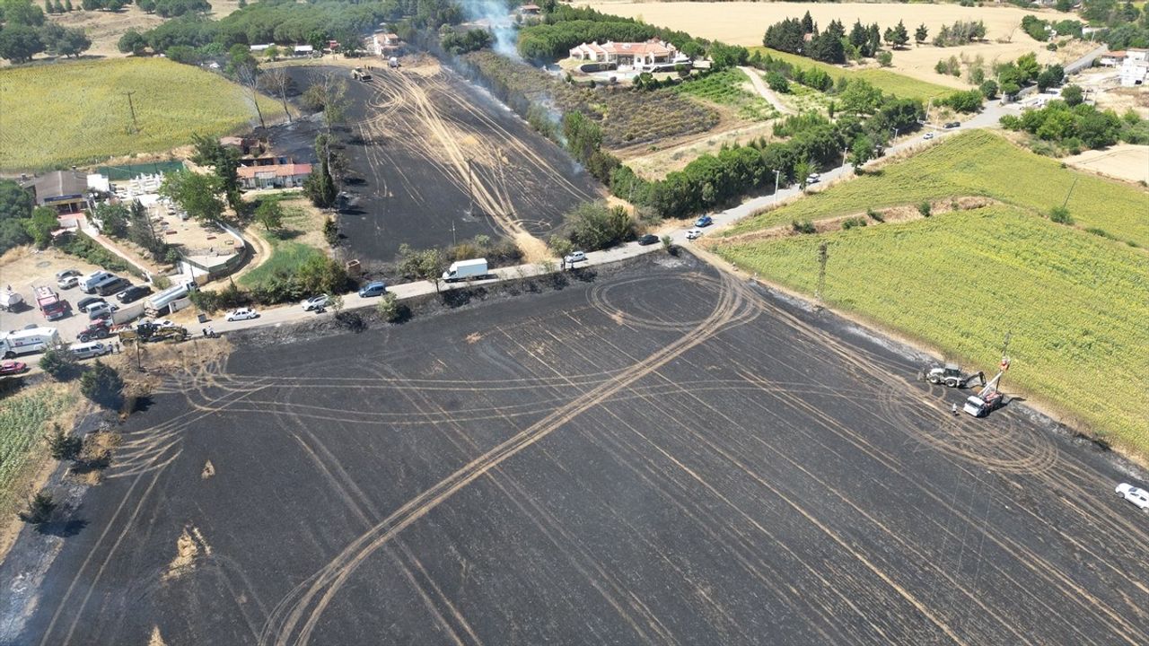 Tekirdağ'da Buğday Tarlasındaki Yangın, İki Eve Sıçrayarak Kontrol Altına Alındı