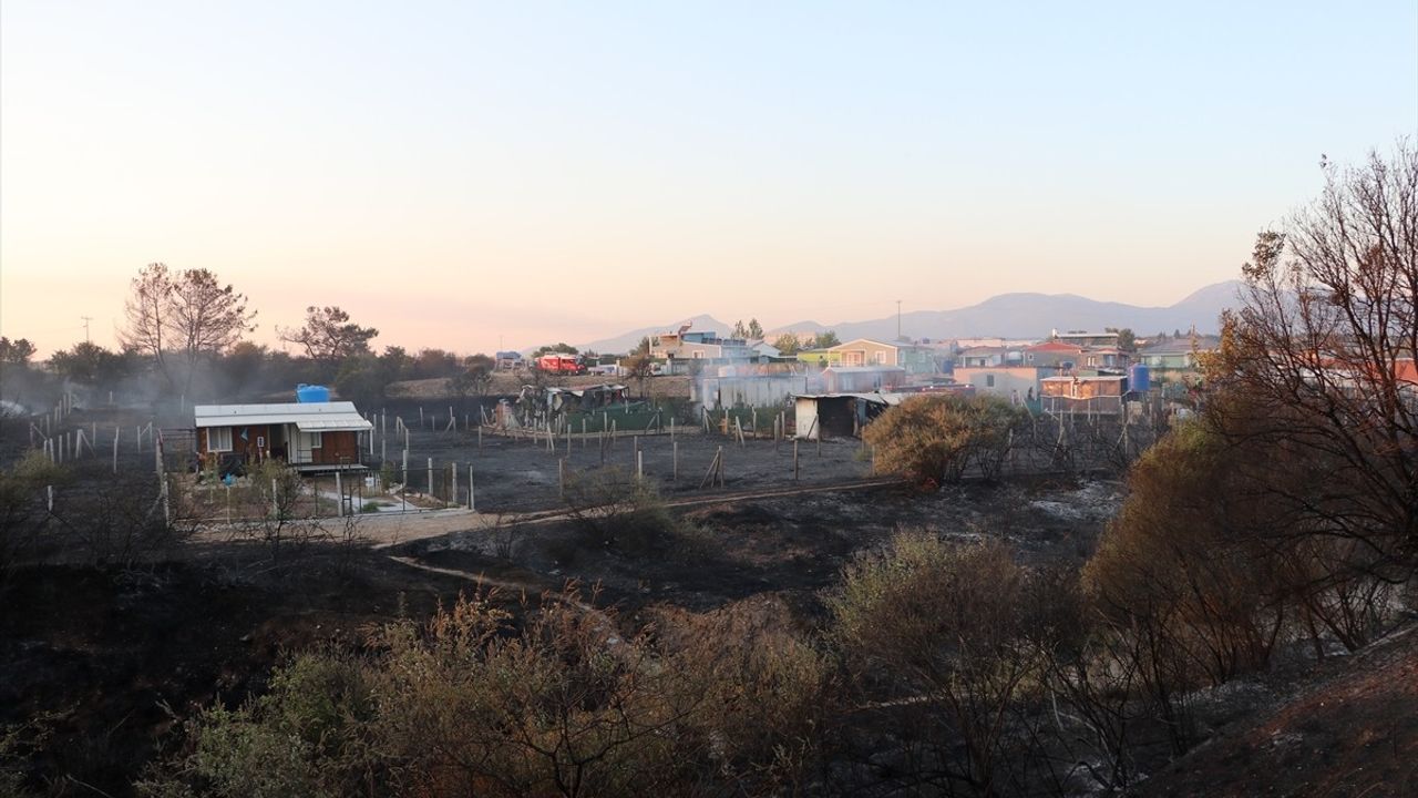 İzmir Menderes'te Otluk Alanda Yangın: 8 Eve Zarar Verdi
