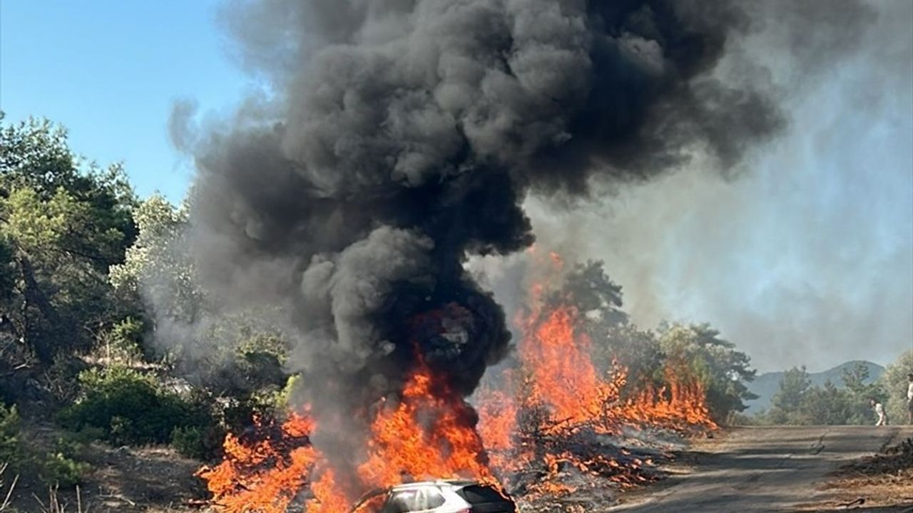 Muğla'da Otomobilden Ormana Sıçrayan Yangın Kontrol Altına Alındı
