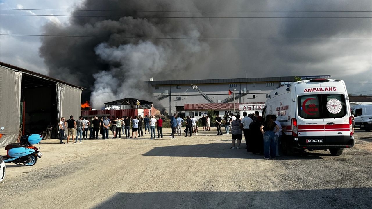 Ordu'da Geri Dönüşüm Tesisinde Yangın Çıktı
