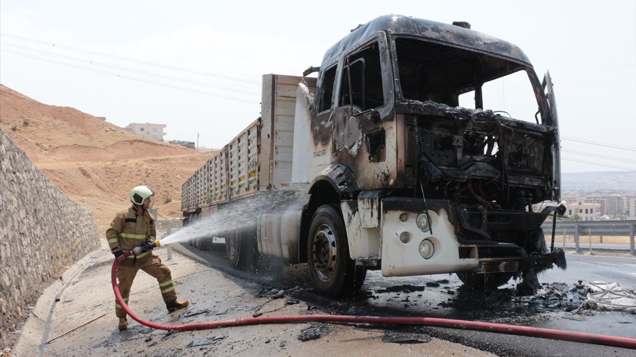 Şırnak'ta Seyir Halindeki Tır Yangını