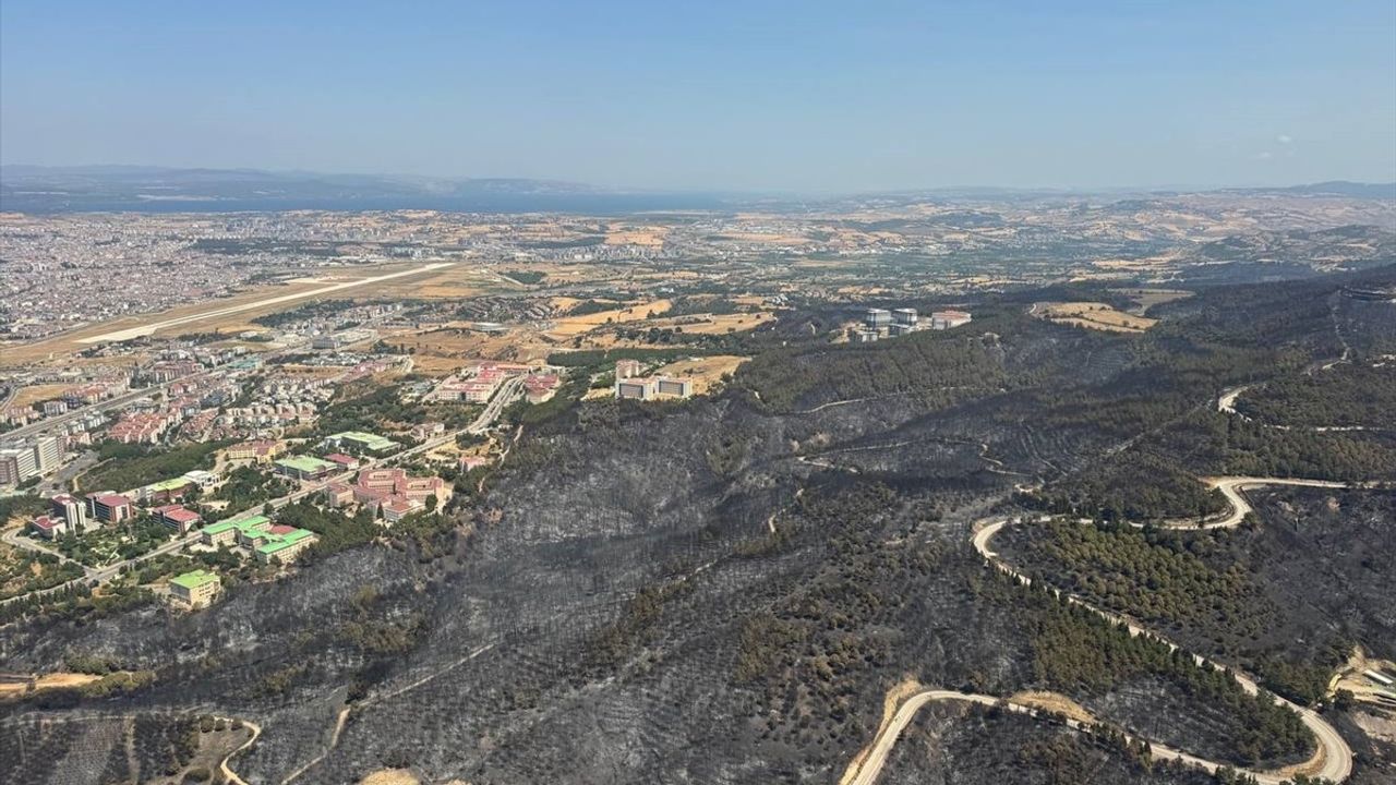 Çanakkale'deki Yangında Zarar Gören Alanlar Helikopterle İncelendi