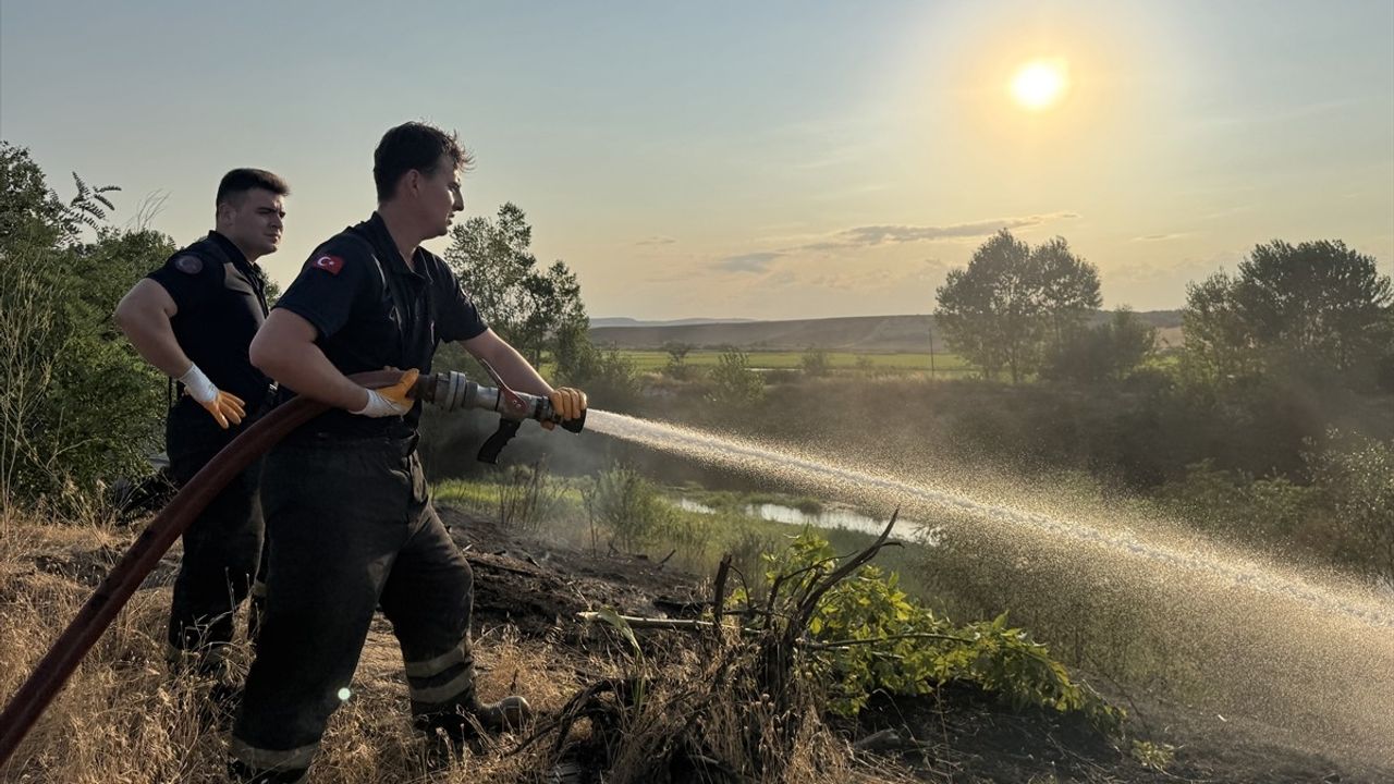 Edirne'de Tunca Nehri Kenarında Yangın Kontrol Altına Alındı