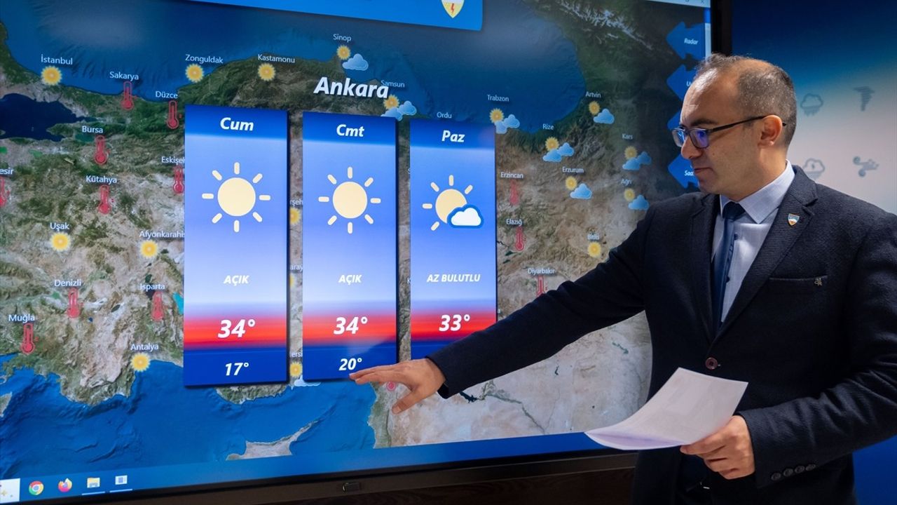 Hafta Sonu Sıcaklıklar Mevsim Normallerinin Üzerinde: Ankara 33-34, İstanbul 30-32, İzmir 34-37