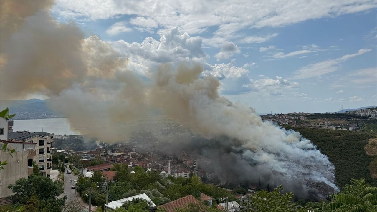 Kocaeli İzmit'te Ağaçlık ve Makilik Alanda Yangın — Müdahale Sürüyor