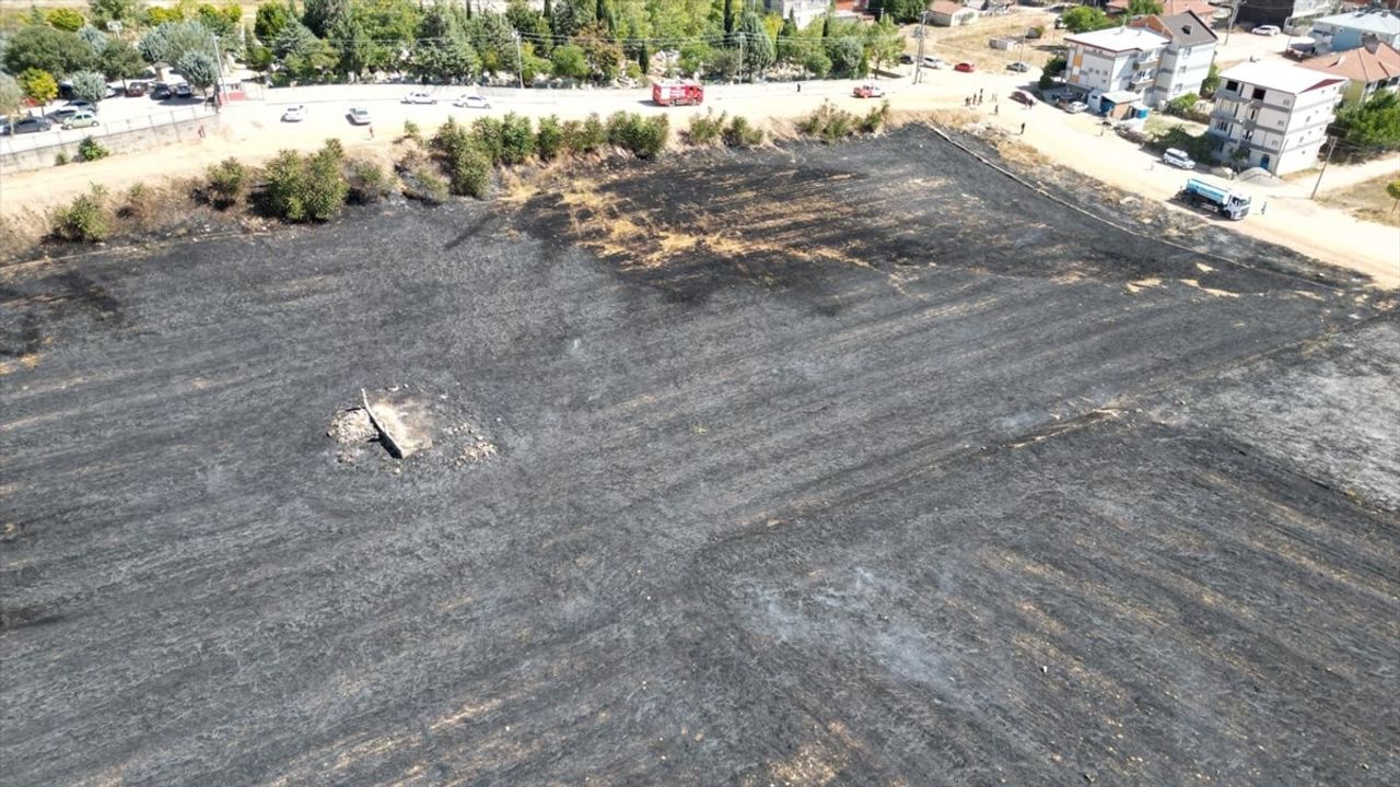 Bursa İnegöl'de Evlere Yakın Anız Yangını: 35 Dönüm Zarar