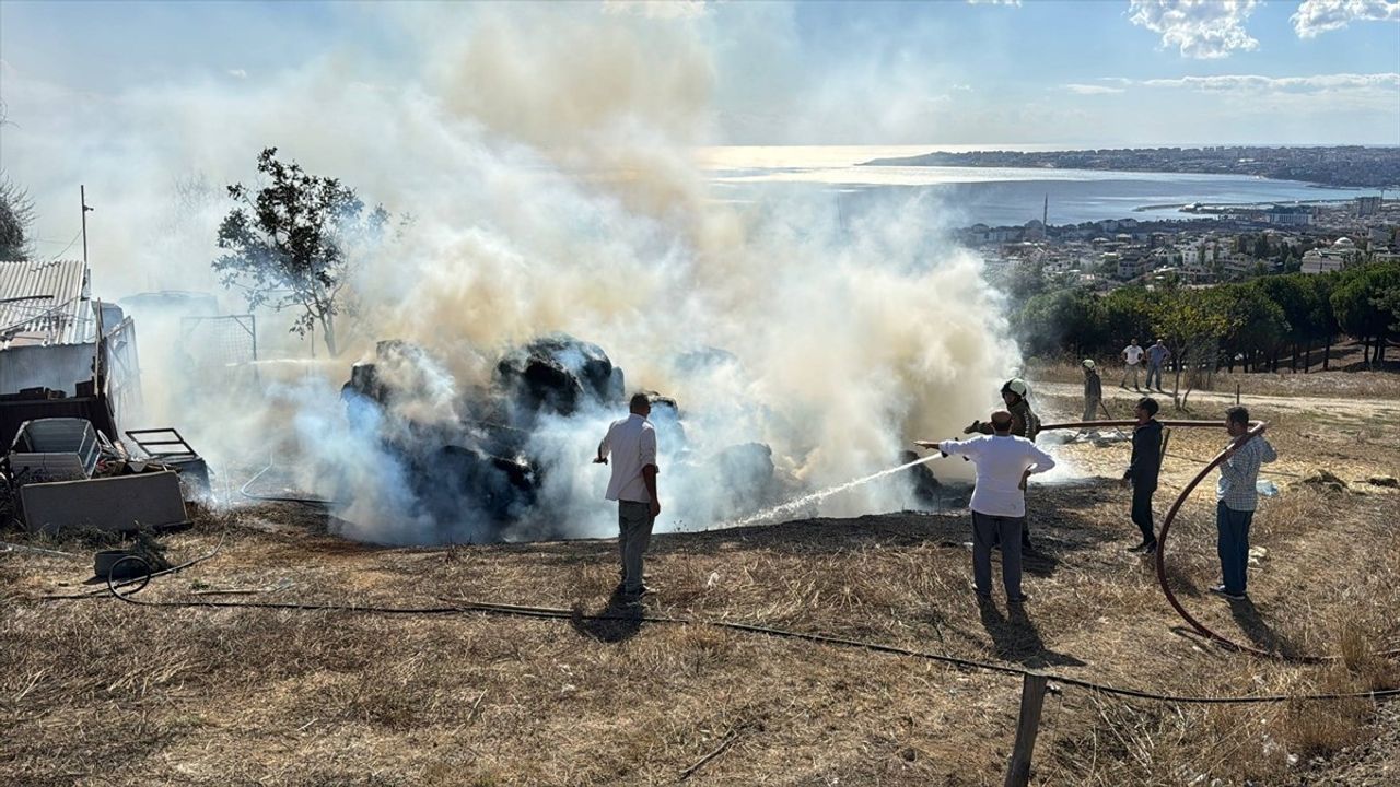 Büyükçekmece'de Ahırda Saman Balyası Yangını Kontrol Altına Alındı