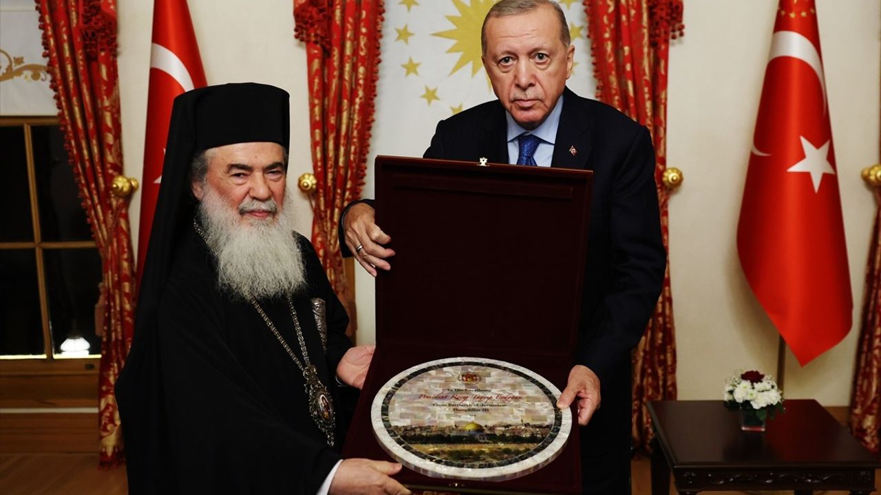 Erdoğan, Kudüs Rum Ortodoks Patriği Theofilos Giannopoulos'u Kabul Etti