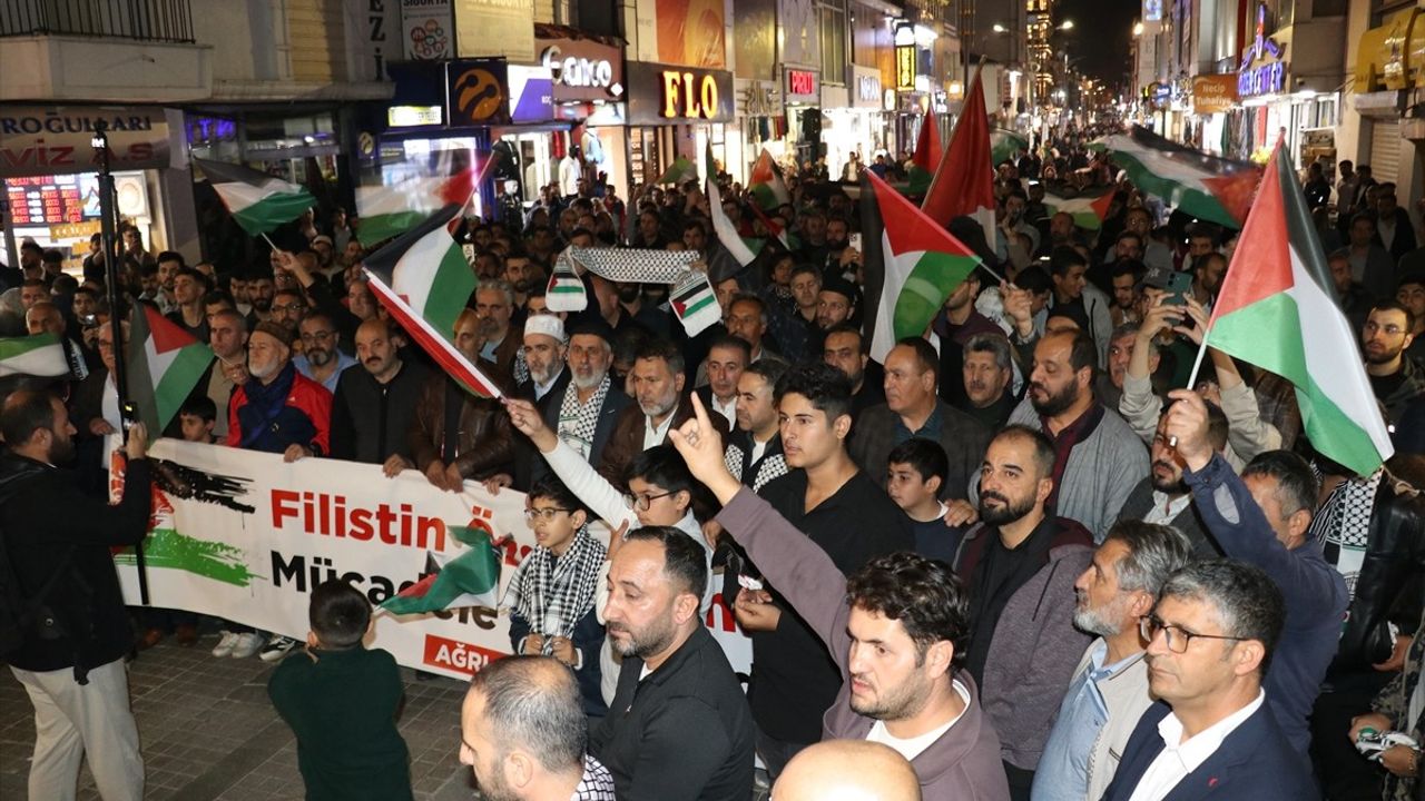 Ağrı'da Gazze'ye Destek Yürüyüşü