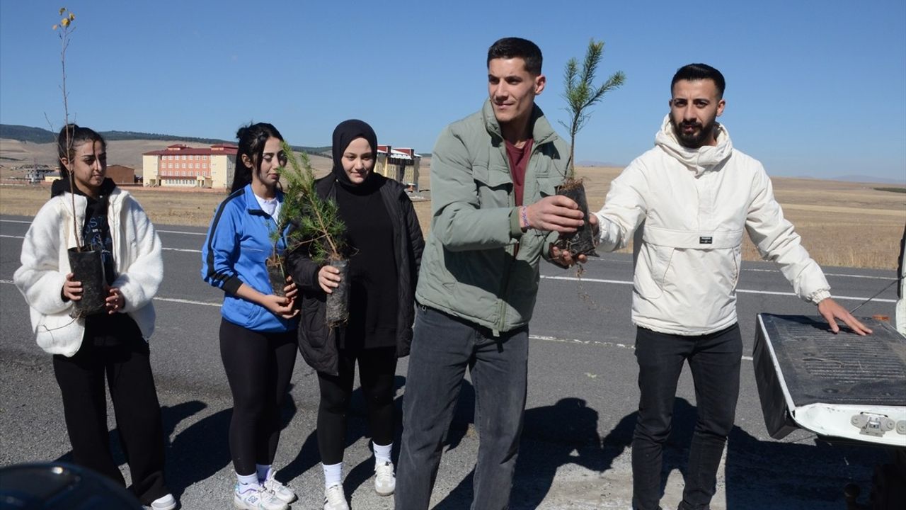 Kars'ta Öğrenciler 90 Bin Şehit Anısına Sarıçam Fidanı Dikti