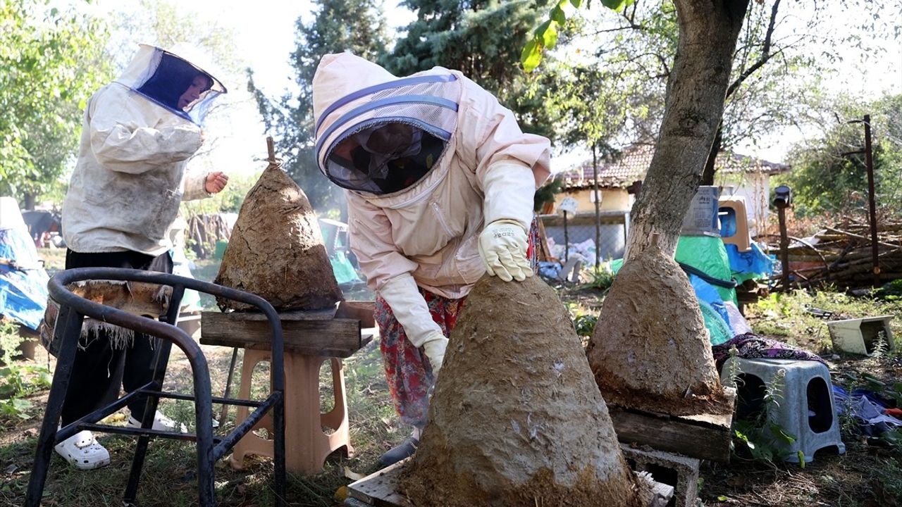 Kırklarelili kadın arıcı Mürvet Gürses 30 yıldır konik sepetlerde organik bal üretiyor