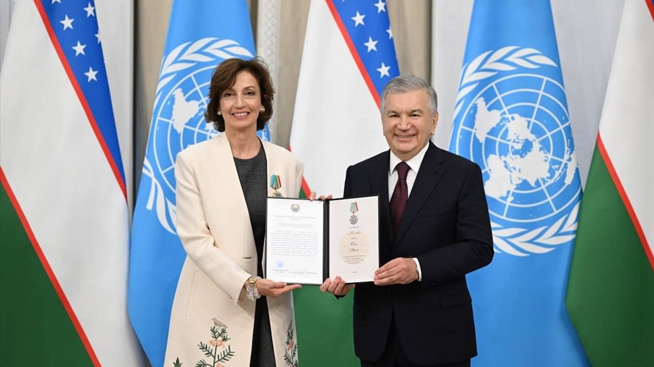Özbekistan'dan UNESCO Genel Direktörü Azoulay'a Dostluk Nişanı