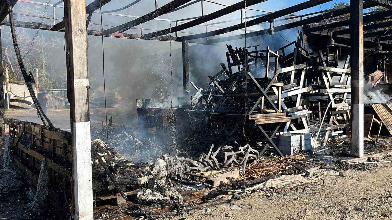 Alanya'da Kleopatra Plajı'nda Büfe Yangını