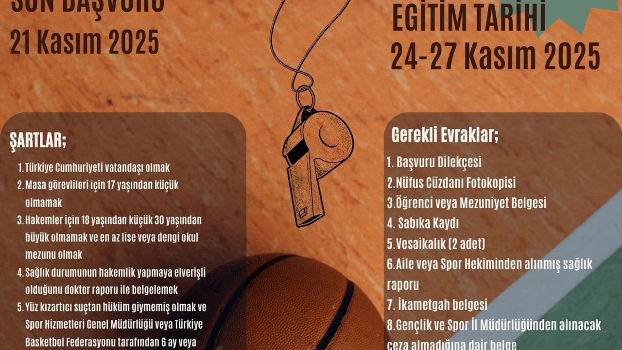 Aydın'da Basketbol Aday Hakem ve Masa Görevlisi Kursu Başvuruları Başladı