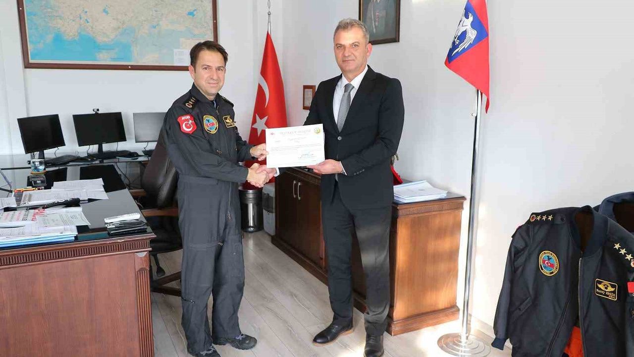 Aydın Jandarma Helikopter Filo Komutanlığı'na Teşekkür Belgesi Verildi