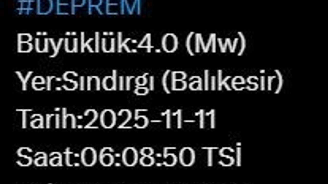 Balıkesir Sındırgı'da 4 Büyüklüğünde Deprem
