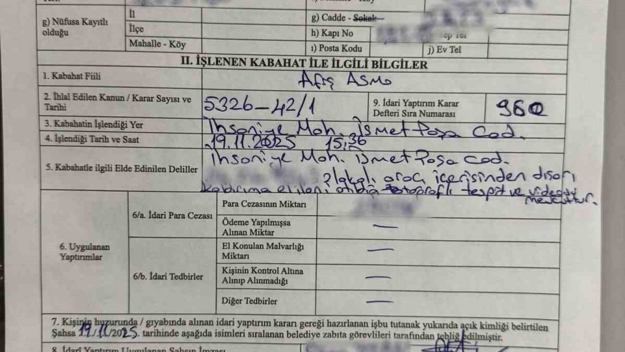 Bolu’da Araçtan Broşür Fırlatana Ceza — 34 ZL 9243