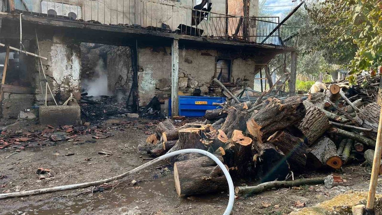 Bozdoğan'da Yangın: Ev Küle Döndü, Komşu Eve Ağır Hasar