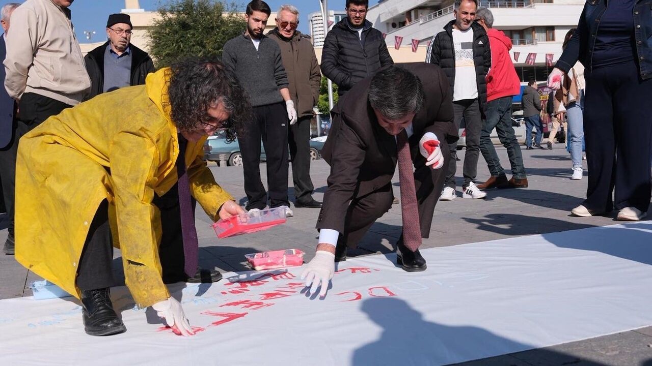 Erzincan'da 50 Metrelik Bezle 'Şiddete Hayır' Çağrısı