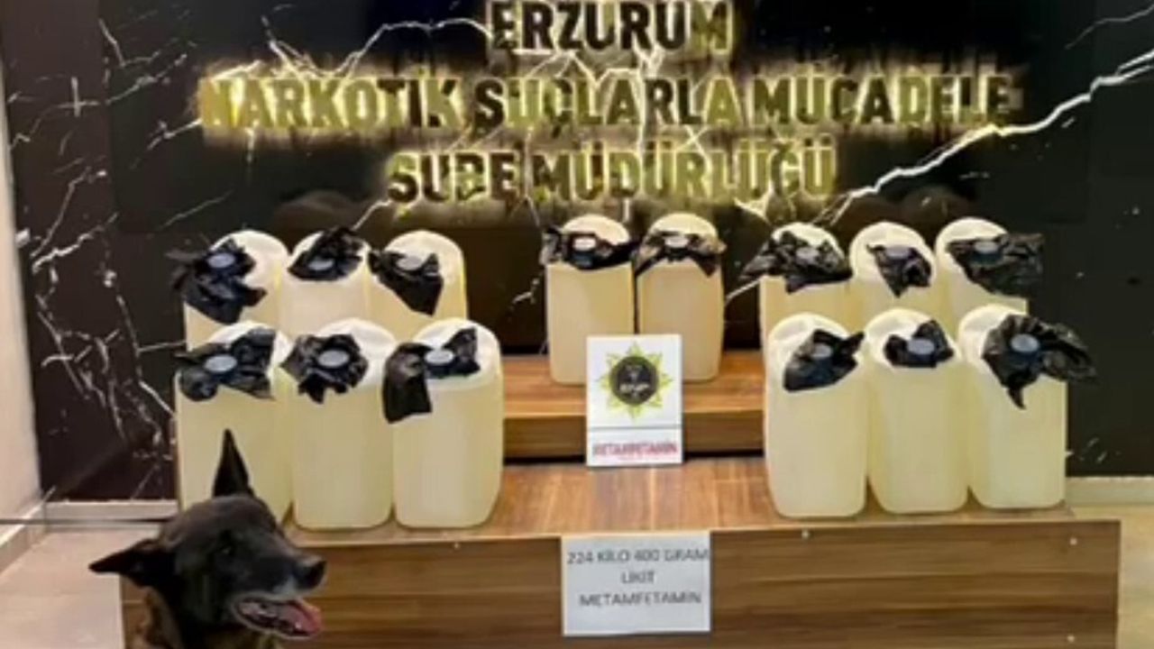 Erzurum'da 224 kilo 400 gram likit metamfetamin ele geçirildi — 2 tutuklama