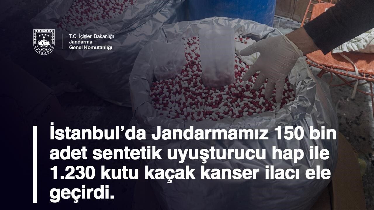 Jandarma Operasyonu: 150 Bin Sentetik Hap ve 1.230 Kaçak Kanser İlacı Ele Geçirildi