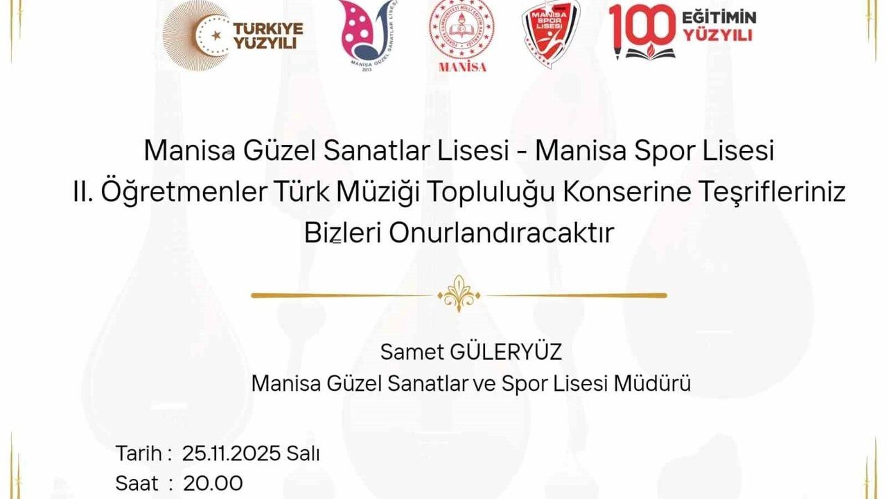 Manisa'da Öğretmenlerden Ücretsiz Türk Müziği Konseri — 25 Kasım 2025