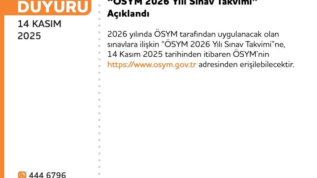 ÖSYM 2026 Sınav Takvimi Açıklandı: YKS, KPSS ve MSÜ Tarihleri