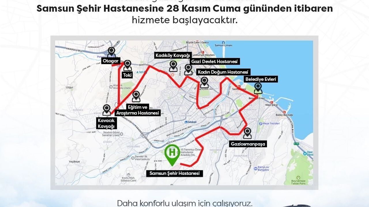 Samsun Şehir Hastanesi 28 Kasım'da: R1 Ring Hattı ve 25 Nolu Otobüs Başlıyor