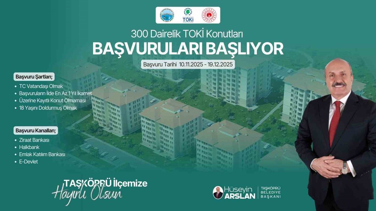 Taşköprü'de 300 TOKİ Konutu: Başvurular 10 Kasım'da