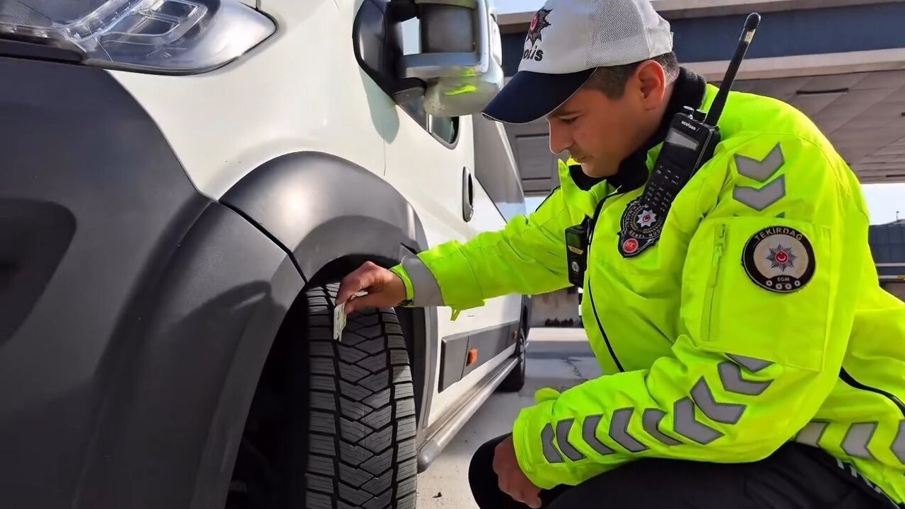 Tekirdağ’da Kış Lastiği Denetimleri Sürüyor