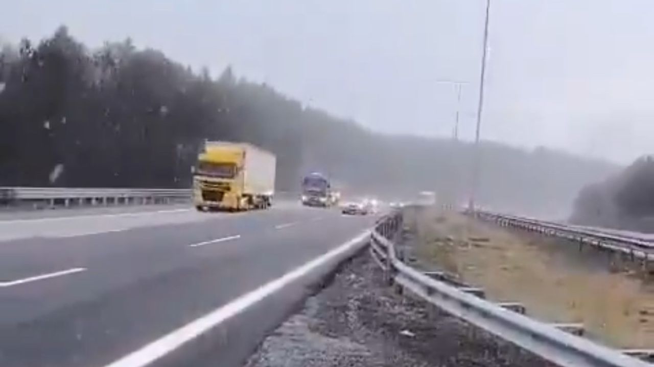 TEM Otoyolu Bolu Geçişinde Kar Yağışı — Gerede Cankurtaran'da Etkili