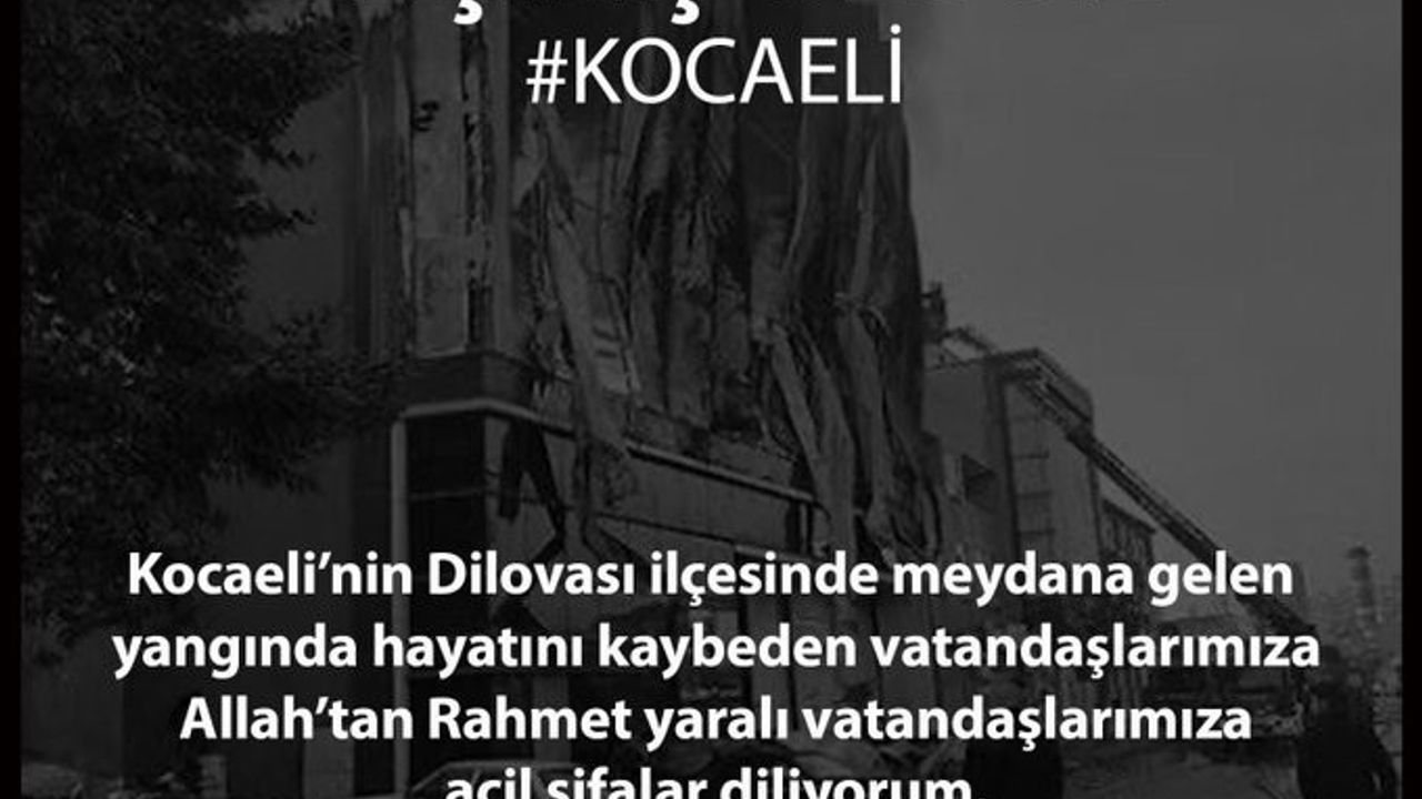 Vali Selçuk Aslan'dan Kocaeli Dilovası Yangını İçin Taziye Mesajı
