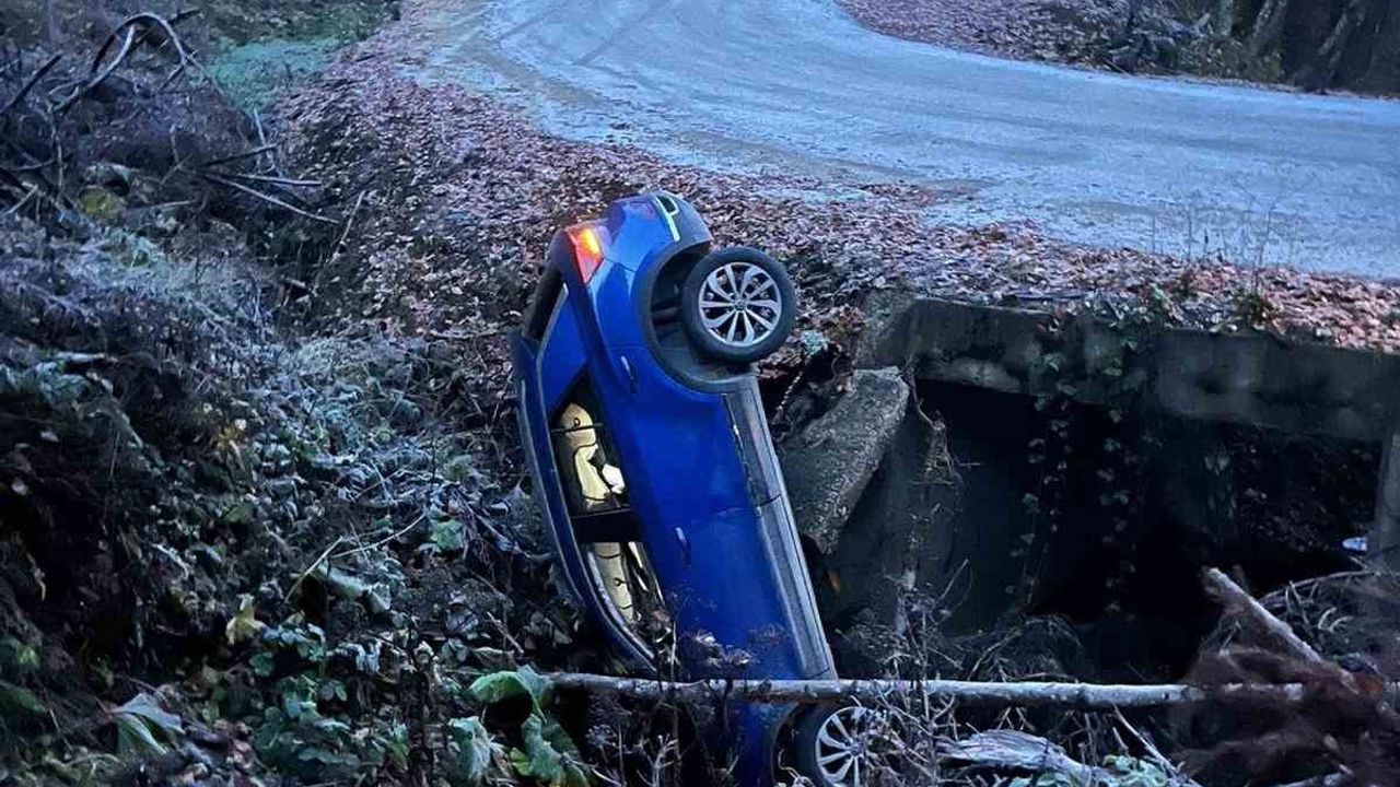 Yedigöller yolunda şarampole devrilen otomobil — Ahmet Ç. ve eşi yara almadan kurtuldu