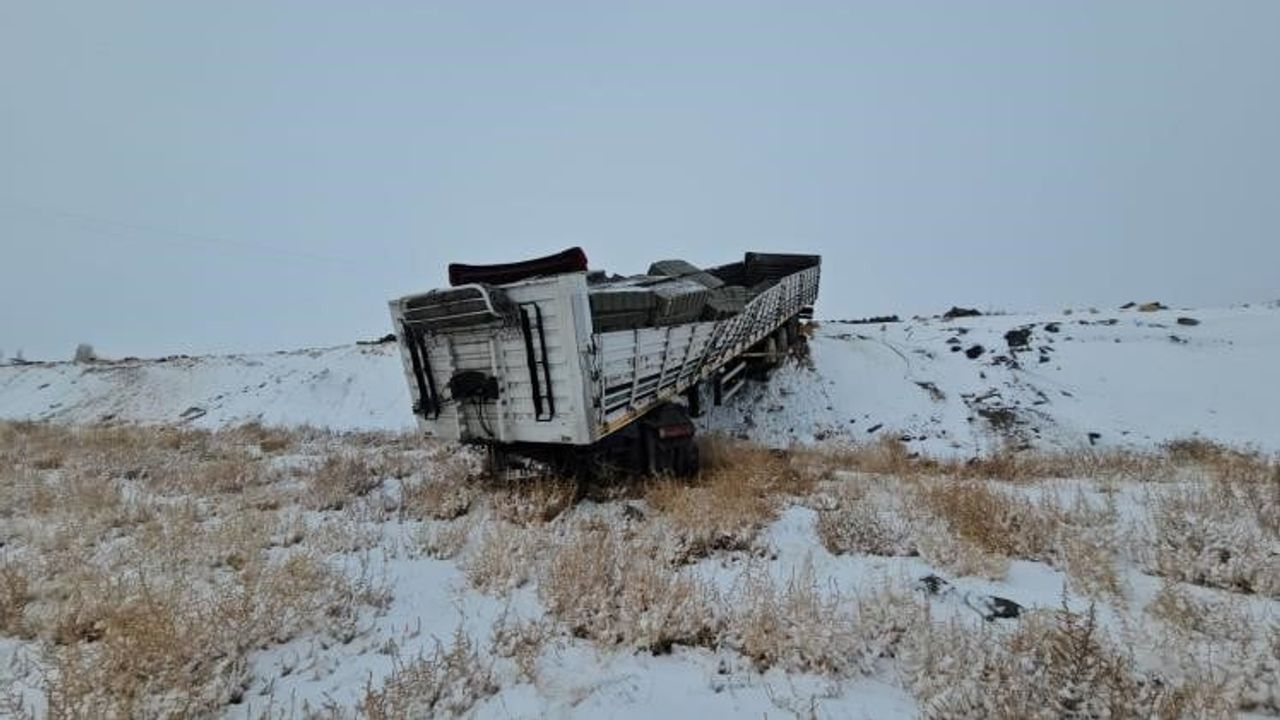 Adilcevaz'da Briket Yüklü Tır Devrildi: 1 Yaralı