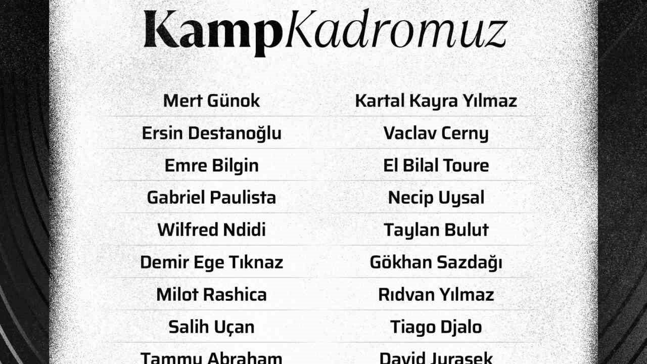 Beşiktaş'ın Trabzonspor Maçı Kamp Kadrosu Açıklandı