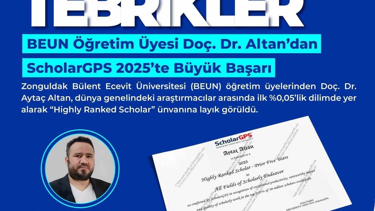 BEUN'li Doç. Dr. Aytaç Altan ScholarGPS 2025'te Dünya İlk %0,05'lik Dilimde