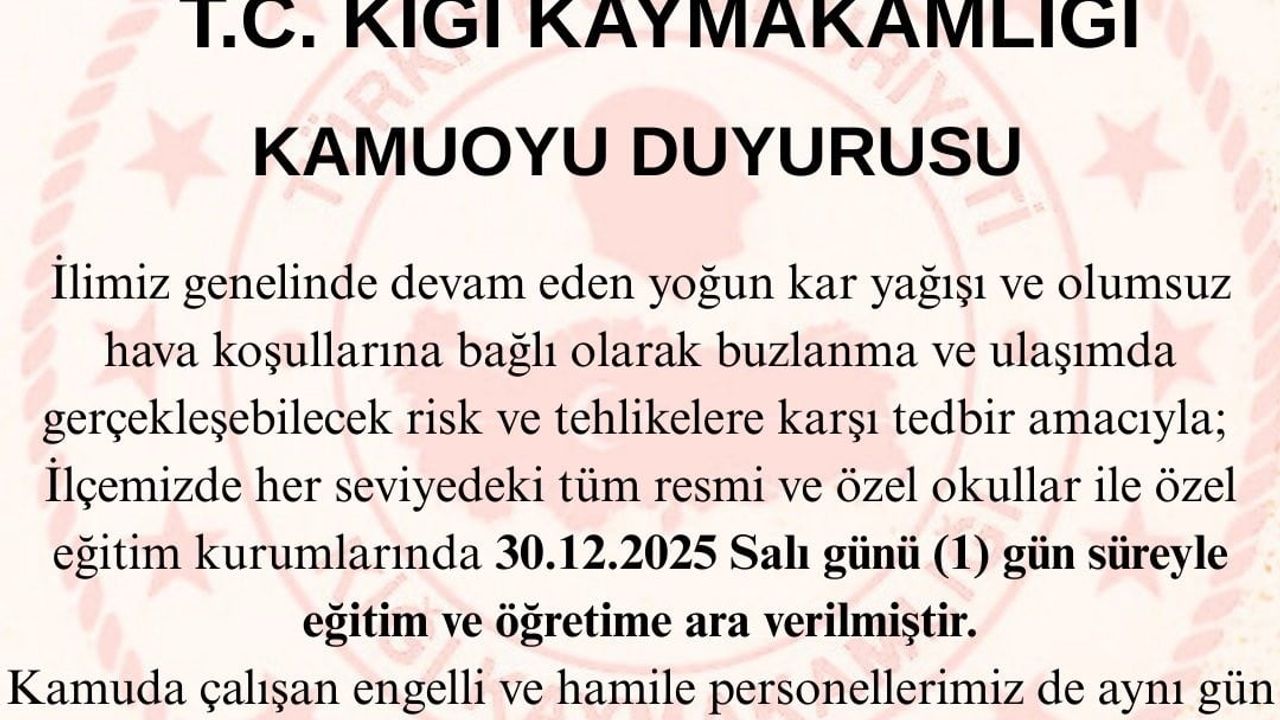Bingöl’de Kar Tatili: 3 İlçede Tüm Okullar, Merkezde Taşımalı Eğitime Ara