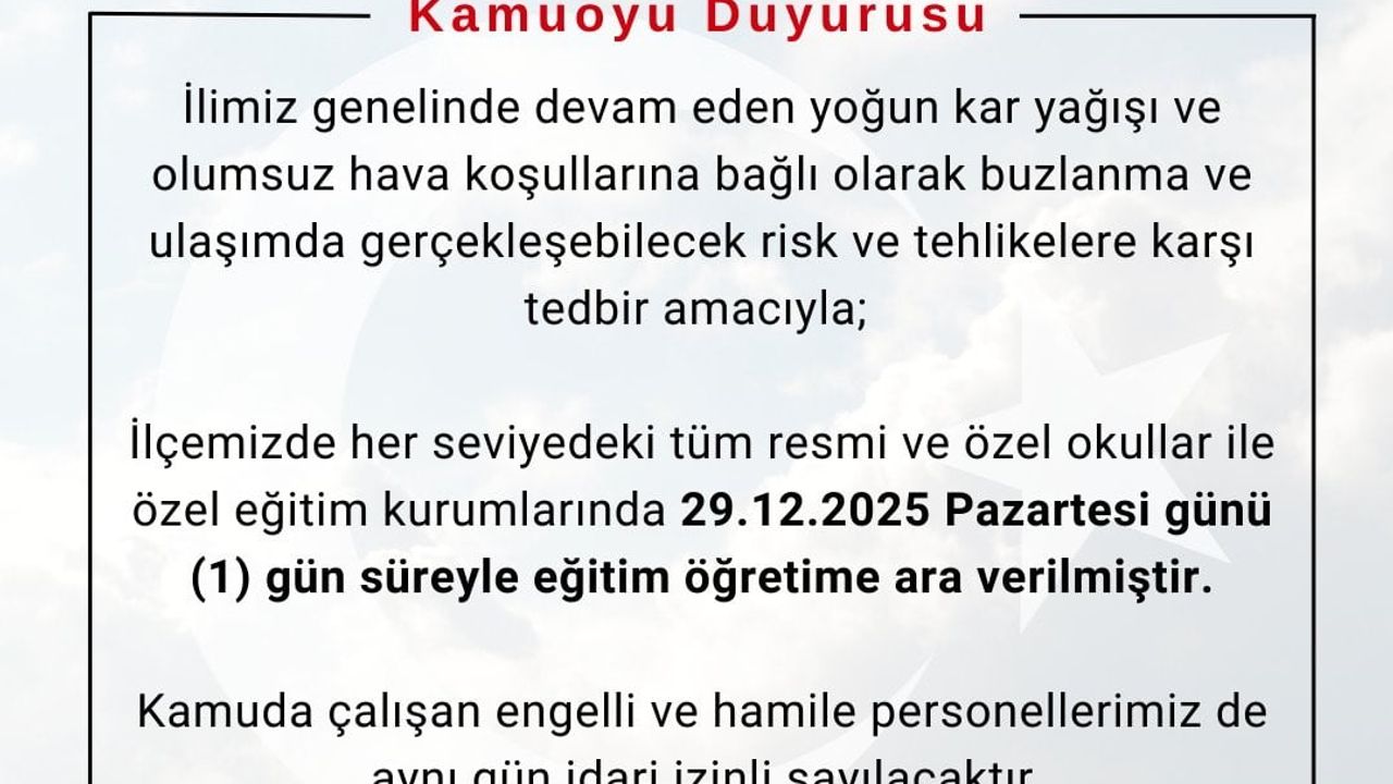 Bingöl: Kiğı ve Adaklı'da eğitime 1 gün ara