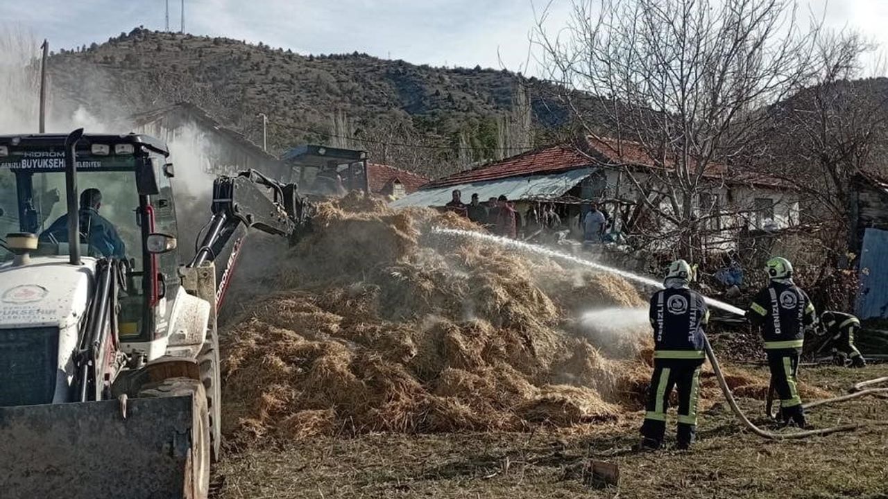 Çameli'de Samanlık Yangını: İtfaiye Büyümesini Önledi