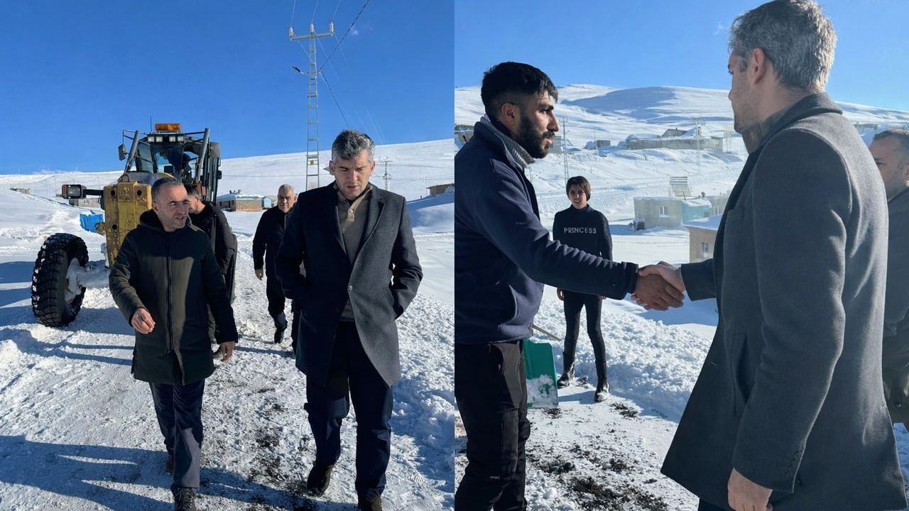 Diyadin'de Kapanan Köy Yolları İçin Karla Mücadele Sürüyor