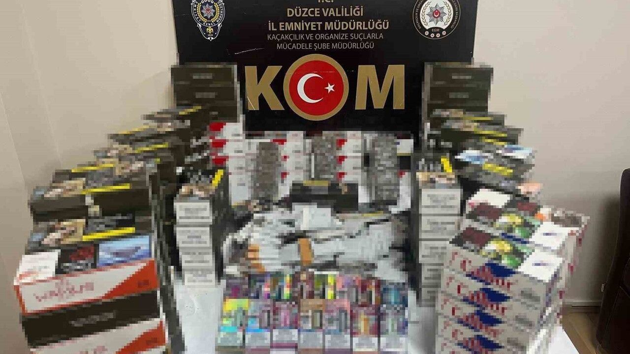 Düzce'de Kaçakçılık Operasyonu: 29 Bin Makaron ve Kaçak Alkol Ele Geçirildi
