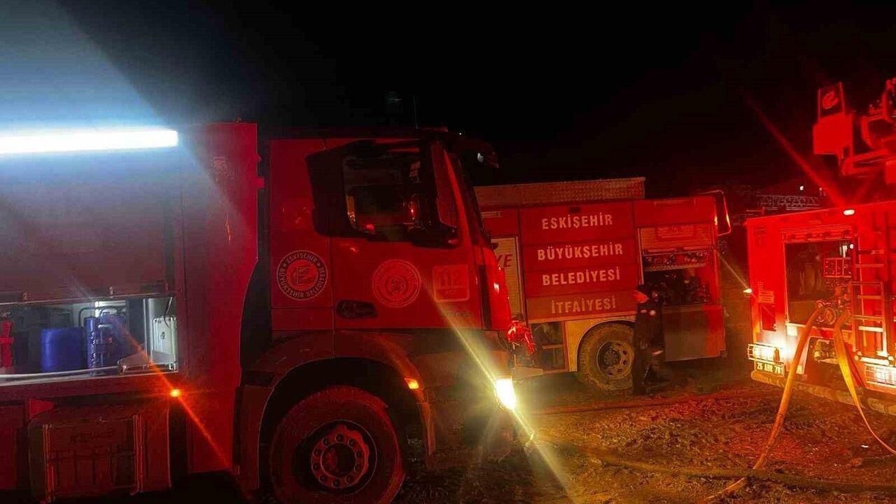 Eskişehir Alpu'da Çiftlik Yangını: Binlerce Saman Balyası Kül Oldu