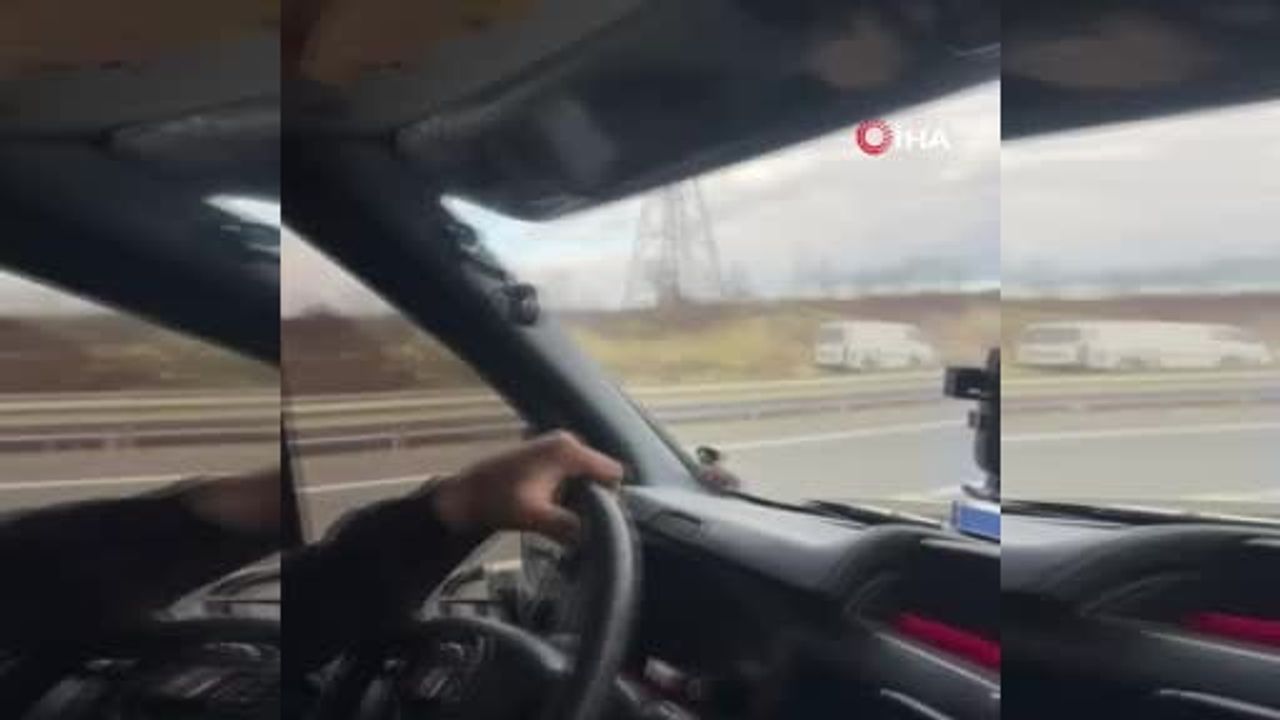 İstanbul Havalimanı yolunda ters yönde giden ticari araç kamerada