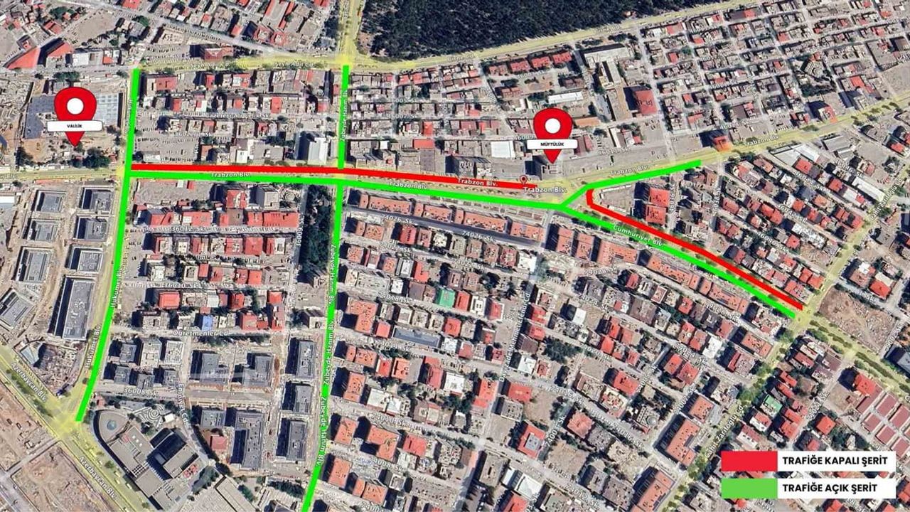 Kahramanmaraş’ta Trabzon Bulvarı'nda Geçici Trafik Düzenlemesi: Müftülük-Valilik Yönü 7 Ocak'a Kadar Kapalı