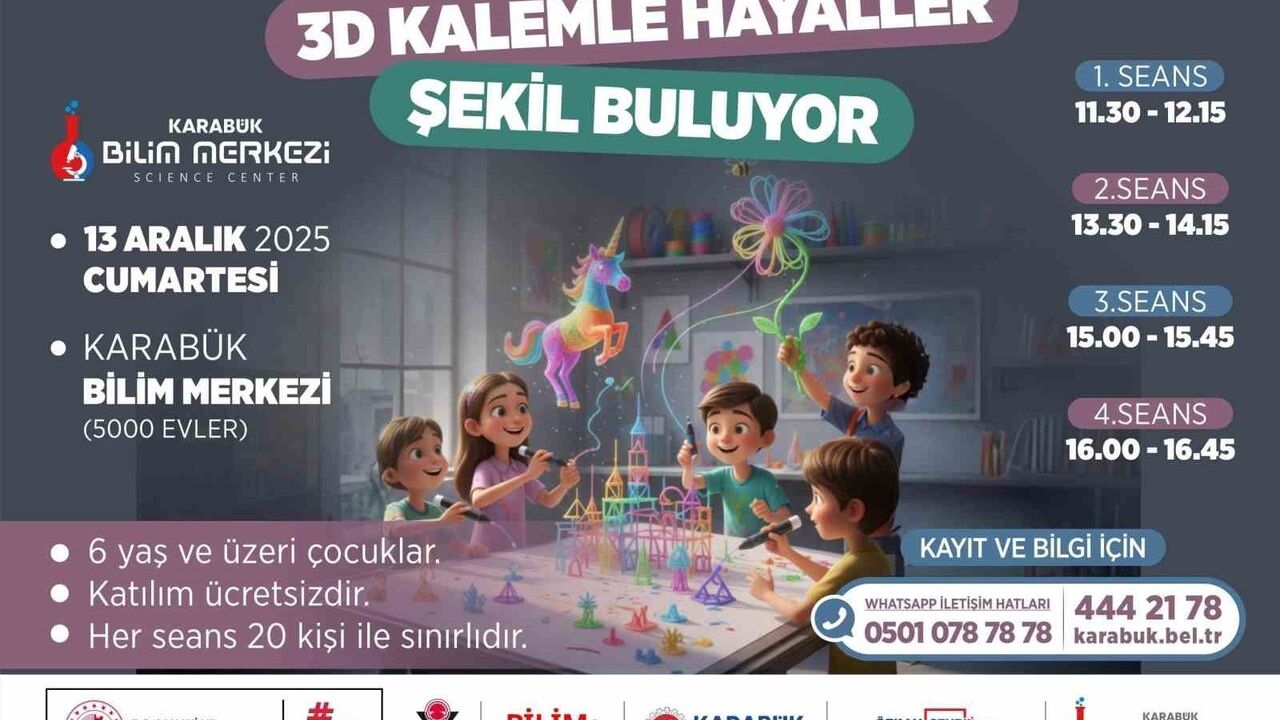 Karabük Bilim Merkezi'nden Ücretsiz 3 Boyutlu Kalem Atölyesi — 13 Aralık 2025