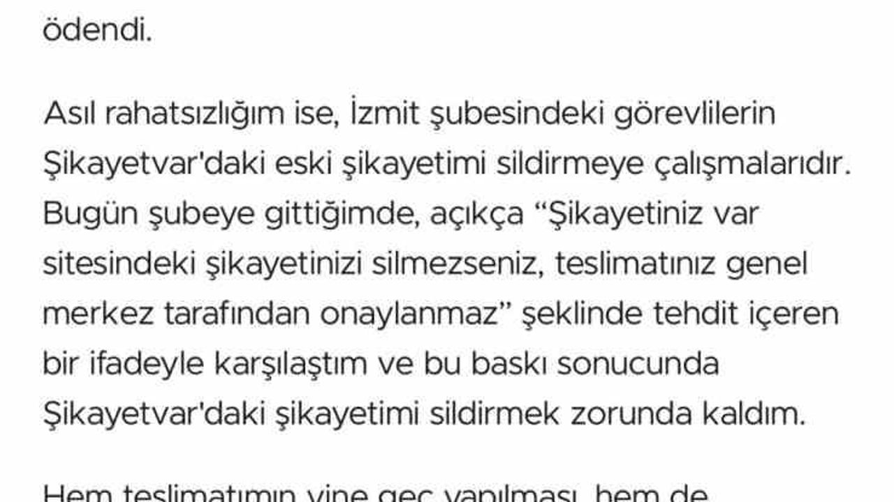 Kocaeli’de Katılım Evim İzmit Şubesi’nde ‘Şikayetini silmezsen paranı alamazsın’ iddiası