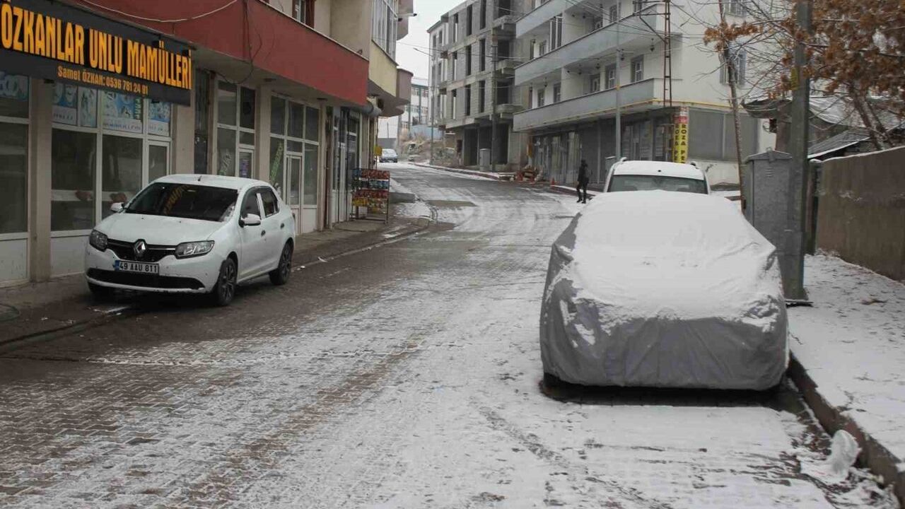 Malazgirt'te Yoğun Kar Yağışı İlçe Merkezini Beyaza Bürüdü
