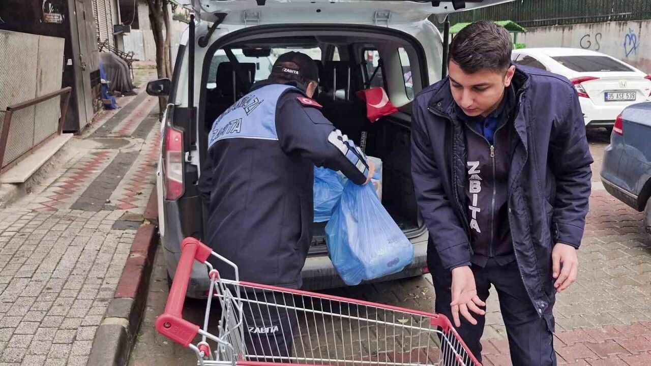 Sultangazi'de zincir markete zabıta denetimi: Kedi un paketine tuvalet yaptı