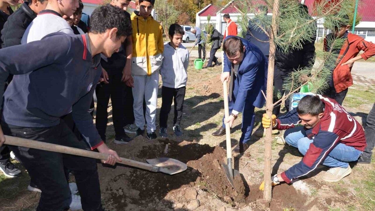 Tatvan'da Okul Bahçeleri Yeşil Vatan Projesiyle Fidanlarla Yeşilleniyor